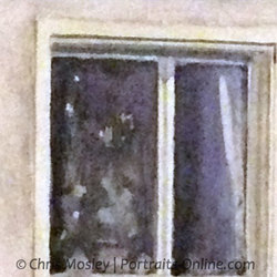 Watercolour detail of window pane