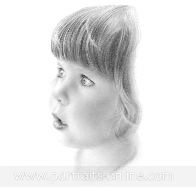 Custom pencil portrait drawing of a child
