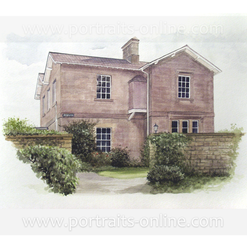 Watercolour painting of an old Scottish house